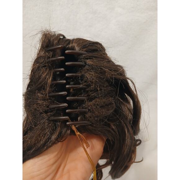 Wavy Ponytail Clip Extension Dk Golden Brown Fancy Wedding Holiday Party Glamor - Picture 5 of 8